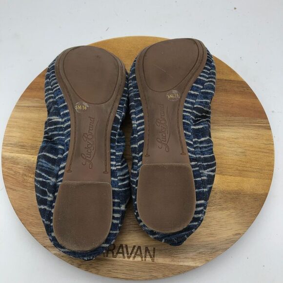 Lucky Brand Emmie Ballet Flats Womens 6 Blue Stripe Slip On Shoes Casual - Picture 6 of 9